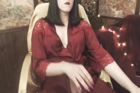 nasty tgirl In Red suit Strokes & Cums