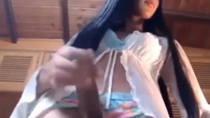 lusty lady-man latina Strokes Her Shecock